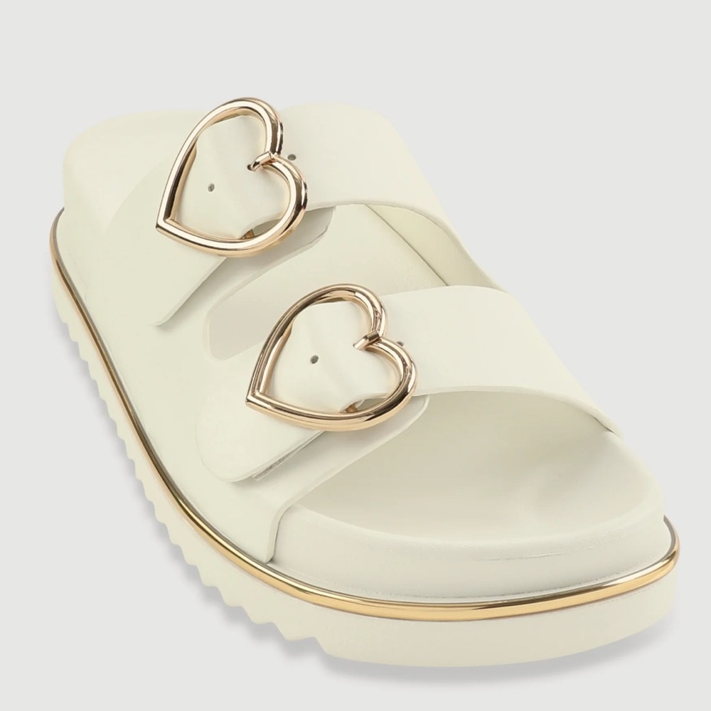 Elegant Cream Sandals with Heart Accents